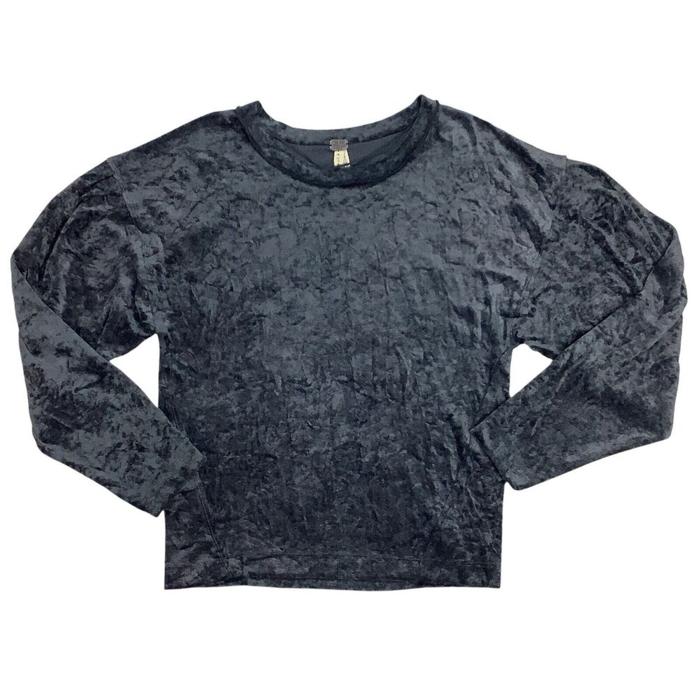 Free People We The Free Milan Crushed Velvet Top Women S Small Gray Long Sleeve